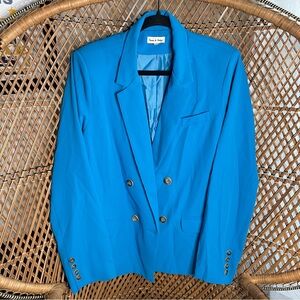 Aaron & Amber Blue Double-Breasted Blazer